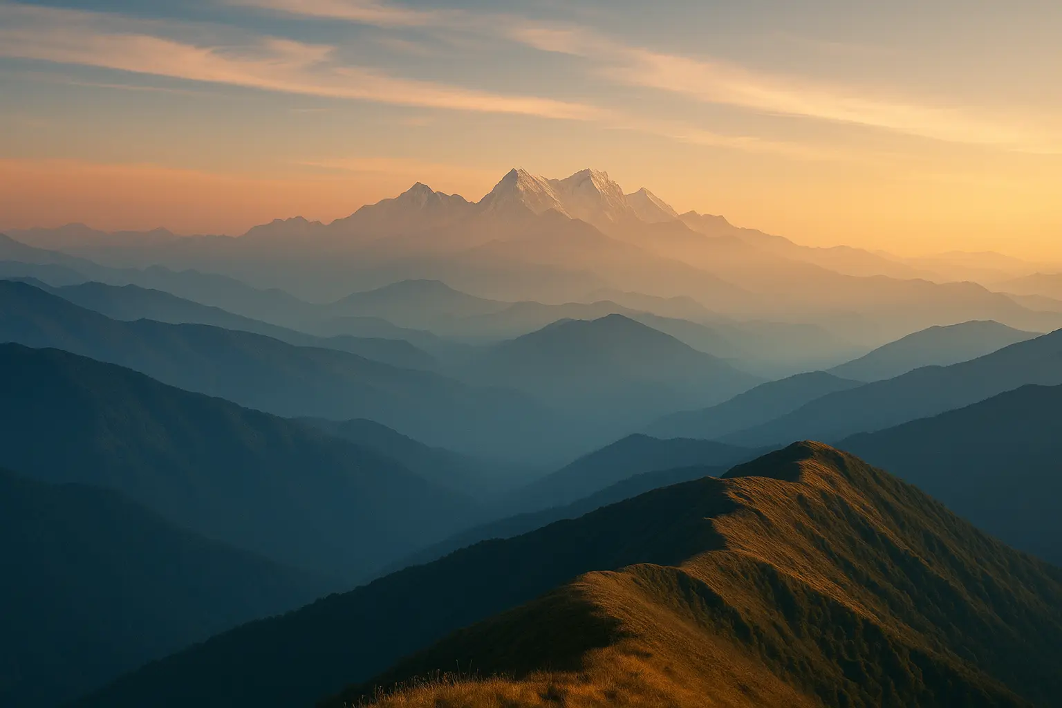 Himalayan ridge view at sunrise